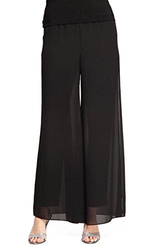 Alex Evenings Damen Chiffonhose mit Weitem Bein für die Mutter der Braut, Elegantes Party-Outfit (Zierliche und Normale Größen) Klassische Hose, Schwarzes Overlay, X von Alex