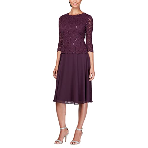 Alex Evenings Damen Brautmutter mit Besticktem Mieder, für Hochzeitsgäste (Zierliche und Normale Größen) Kleid fr besondere Anlsse, Deep Plum, 38 von Alex