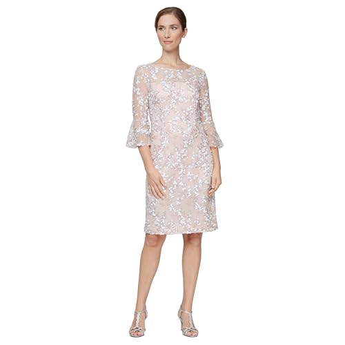 Alex Evenings Kurzes Etuikleid für Damen mit Glockenärmeln (zierliche und normale Größen), Rosa - Shell Pink, 34 von Alex