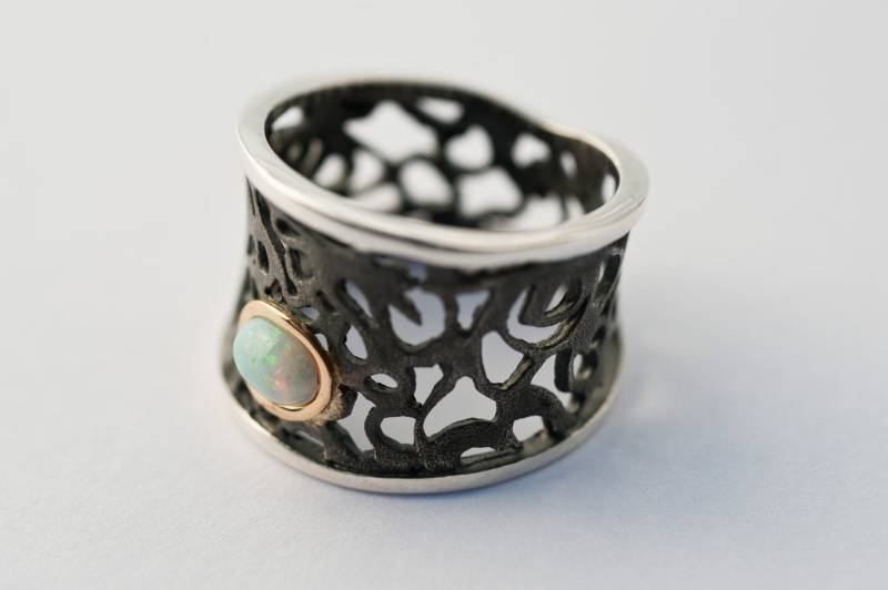 Handgemachte Opalring - Designer-Ring Filigran Ring 925Er Silber, Gold Handgemachte Opalring - Designer-Ring Filigran Ring 925Er Silber, Gold von AlexDeHaro