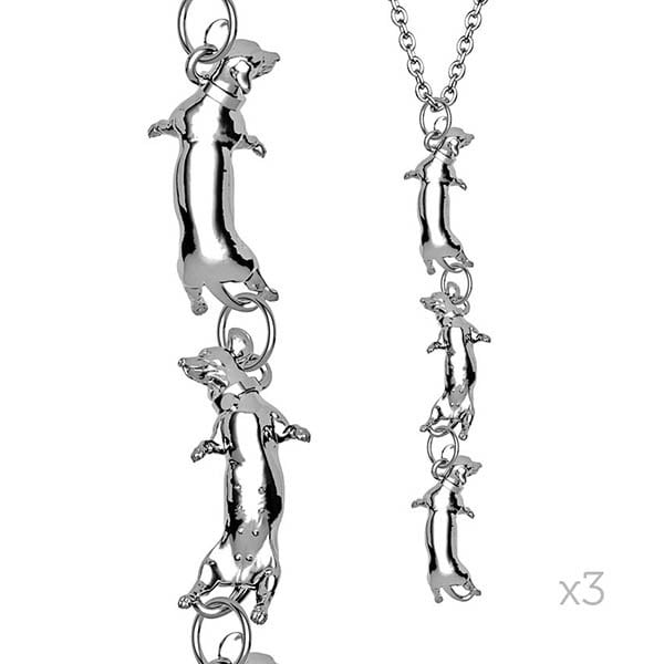 1 Einzelner Entzückender Dackel Charm Anhänger Aus Massivem Sterling Silber Und Kette. Luxus Geschenk Mit Außergewöhnlichem Detail von AlexEdwardFineArt
