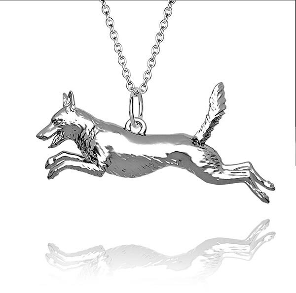 Atemberaubender Elsässer Schäferhund Anhänger Aus Massivem Sterling Silber Und Kette. Luxus Geschenk Mit Außergewöhnlichen Details von AlexEdwardFineArt