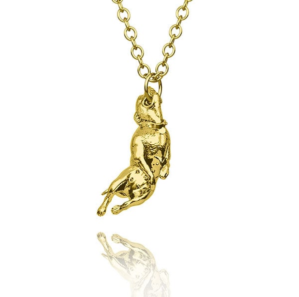 Atemberaubender Staffordshire Bullterrier/Pitbull Bully Anhänger Nur Vergoldet 18K Vermeil Über Massivem Sterling Silber von AlexEdwardFineArt