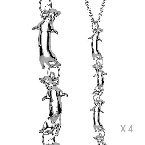 Entzückender Dackel | 4Er Kette Anhänger Aus Massivem Sterling Silber Und Kette. Luxus Geschenk Mit Außergewöhnlichem Detail von AlexEdwardFineArt