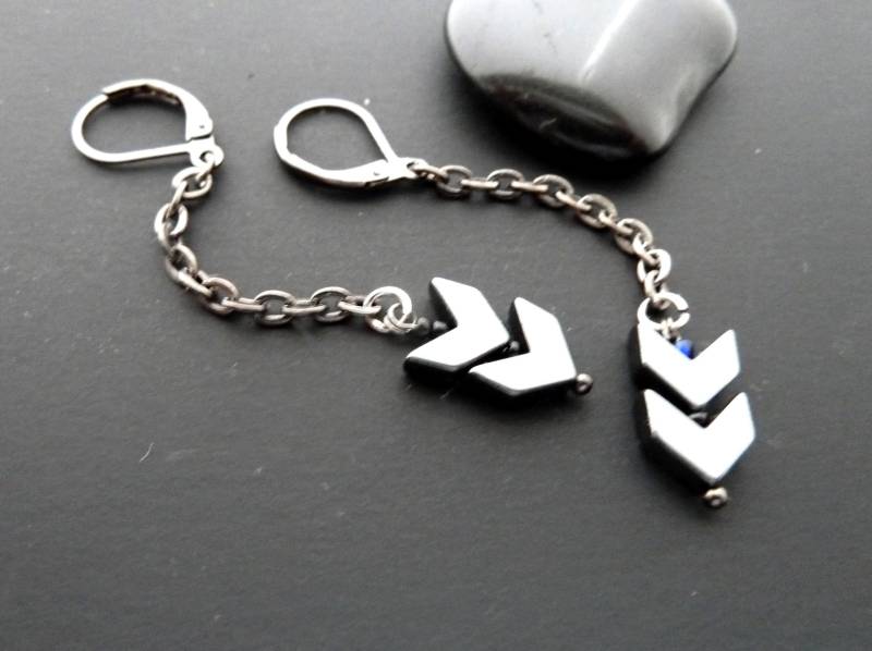 Hämatit Pfeil Kette Ohrring Für Männer von AlexMenJewelry