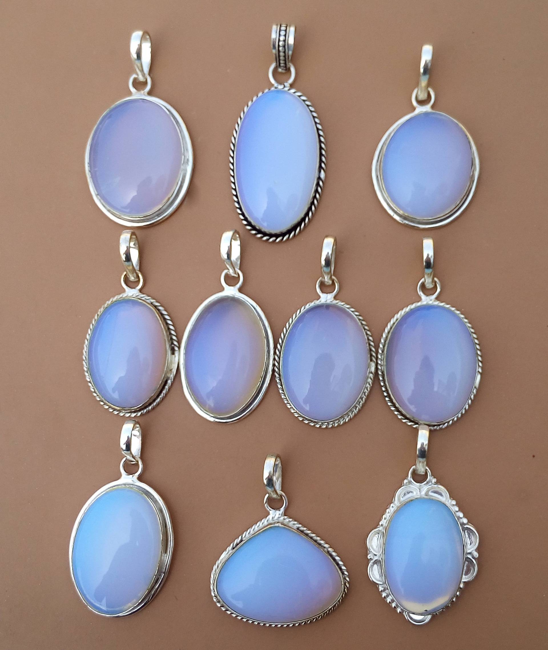 Opalite Anhänger Halskette, Weißer Opal Handgemachte Halskette Schmuck Für Frauen, Großhandel Für Großverkauf von AlexSilverArt