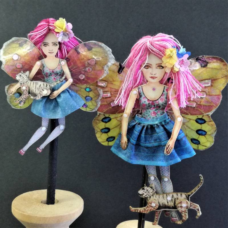 Feen/Schmetterlingspuppe Ist Artikuliert Wie Eine Papierpuppe. Puppe Mit Einer Katze, Kunstpuppe, Die Ein Schmuckstück Sein Kann Feen/Schmetterlingspuppe Ist Artikuliert Wie Eine Papierpuppe. Puppe Mit Einer Katze, Kunstpuppe, Die Ein Schmuckstück Sein Kann von AlexSmila