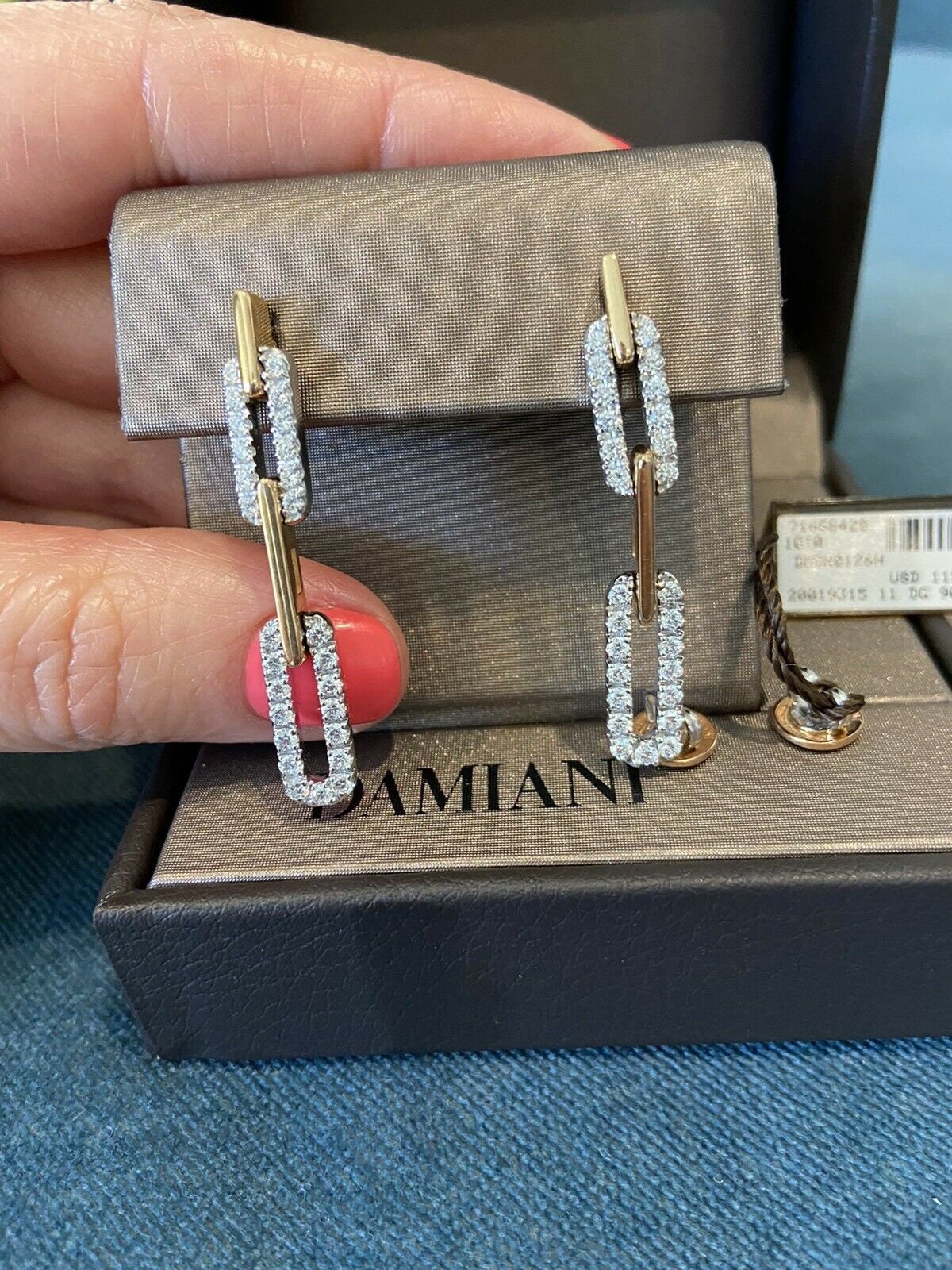 Damiani 18K Weiß Und Rosegold Diamant Ohrringe von AlexTreasuresShop