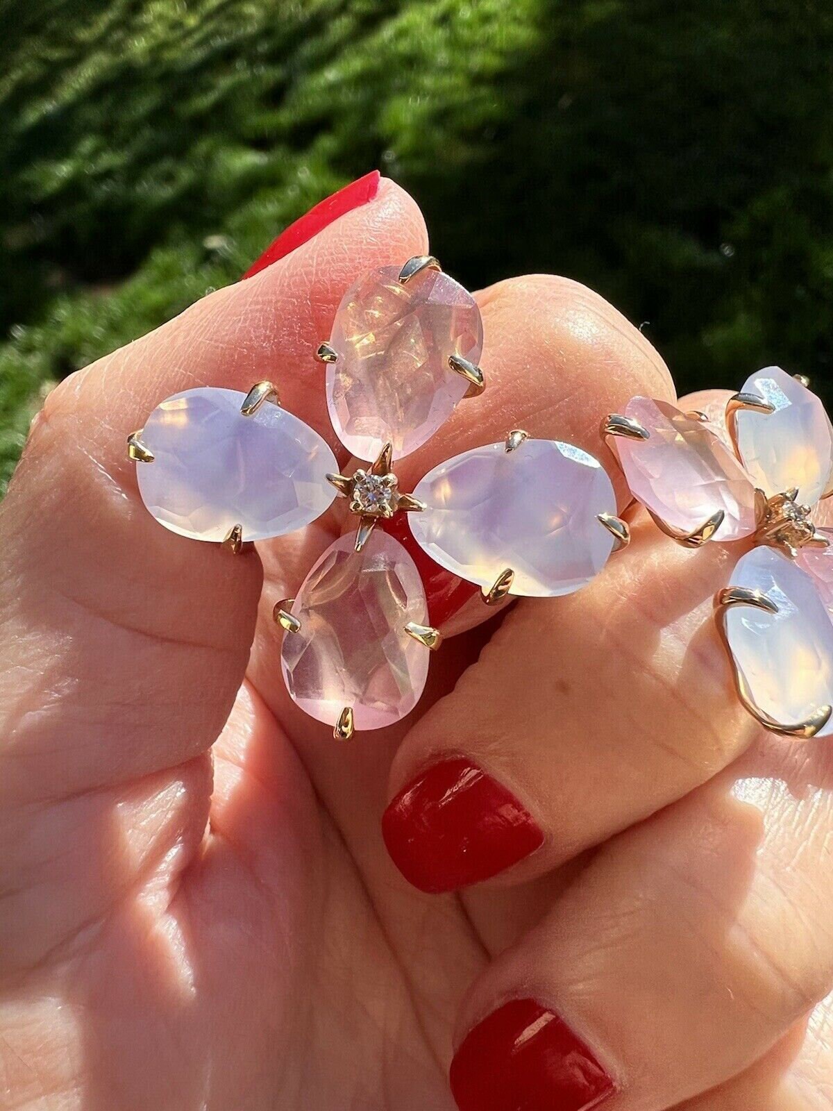 Mimi Milano Mila 18K Rose Gold Diamant 0, 08Ct Und Chalcedon Ohrringe von AlexTreasuresShop
