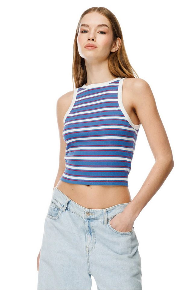 Alexa Dash Blusentop Gestreiftes Halterneck Crop Bodysuit von Alexa Dash