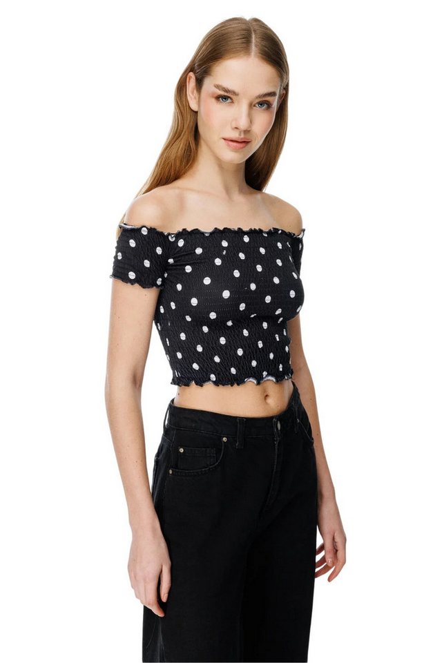 Alexa Dash Blusentop Schickes Yaka Polka Dot Crop Top von Alexa Dash