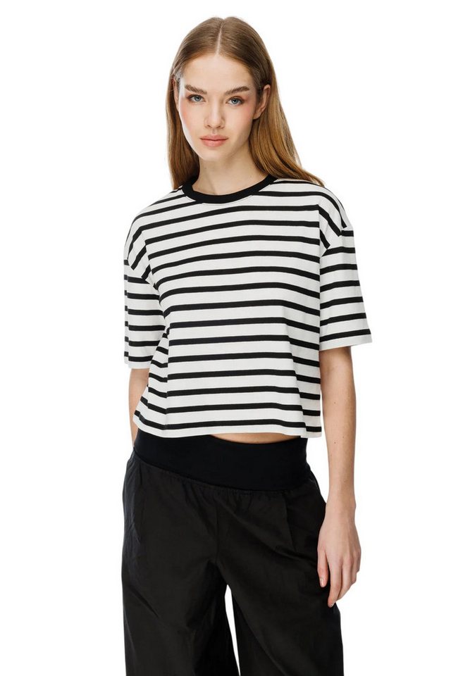 Alexa Dash T-Shirt Gestreiftes Fahrrad Rundhals Loose Fit T-Shirt von Alexa Dash