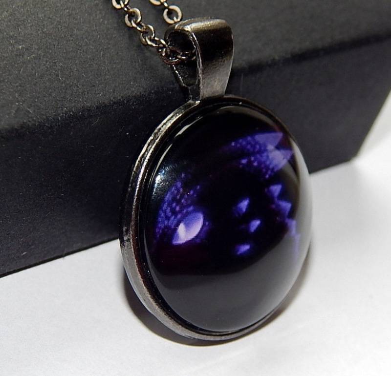 Lila Drache Anhänger Halskette Nachtschatten Halskette Schmuck von AlexaArtBoutique