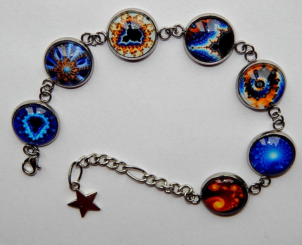 Mandelbrot Armband Blau Orange Braunes Fraktal Schmuck von AlexaArtBoutique