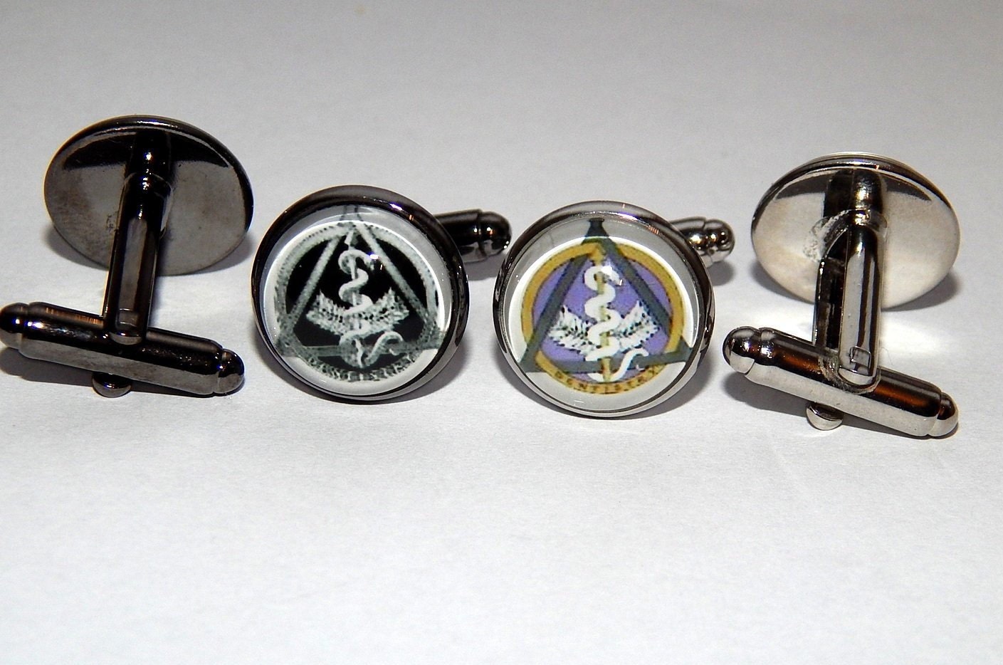 Manschettenknöpfe Mit Zahnarzt Emblem Asklepios Symbol, Zahnmedizin Logo von AlexaArtBoutique