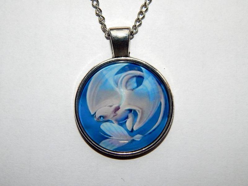 Anhänger Mit +White Dragon Heller Nachtdrache von AlexaArtBoutique