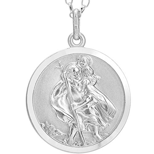 Alexander Castle 925 Reversible Sterling Silber Heiliger Christophorus Anhänger Halskette - 22mm St Christopher mit 18" Sterling Silber Kette & Schmuck Geschenk-Box von Alexander Castle