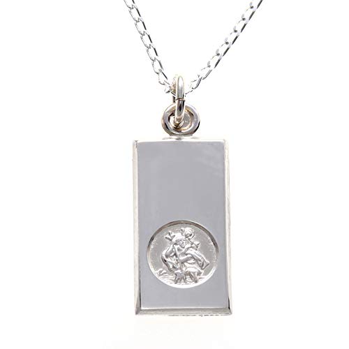 Alexander Castle 925 Sterling Silber Heiliger Christophorus Barren Anhänger Halskette - 20mm x 10mm St Christopher mit 18" Sterling Silber Kette & Schmuck Geschenk-Box von Alexander Castle