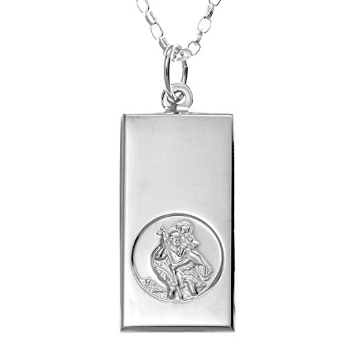 Alexander Castle 925 Sterling Silber Heiliger Christophorus Barren Anhänger Halskette - 26mm x 13mm St Christopher mit 18" Sterling Silber Kette & Schmuck Geschenk-Box von Alexander Castle