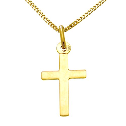 Alexander Castle Klein Schlicht Solide 9ct 375 Gold Kreuz Halskette für Frauen & Kinder - Kreuz Kette Frauen 18" 9ct 375 Gold Kette & Schmuck Geschenk-Box von Alexander Castle