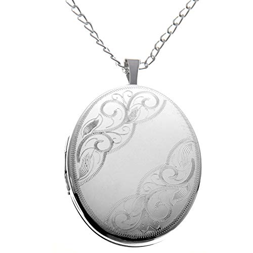 Alexander Castle Oval 925 Sterling Silber Kette mit Foto Medaillon für Damen Mädchen Kinder - 25mm x 22mm - 18" Sterlingsilber Foto Kette & Schmuck Geschenk-Box von Alexander Castle