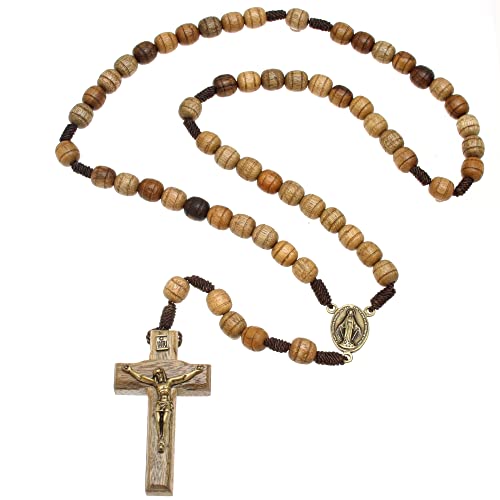 Alexander Castle Solide Hölzerne Rosenkranz Perlen Katholisch (Handmade - Brazilian Walnut) mit Madonna Medaillon Herzstück - Kommt in Velours-Geschenk-Beutel von Alexander Castle