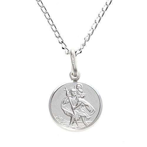 Alexander Castle Small 925 Sterling Silber Heiliger Christophorus Anhänger Halskette - 12mm St Christopher mit 16" Sterling Silber Kette & Schmuck Geschenk-Box von Alexander Castle