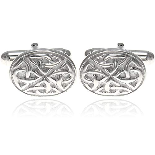 Alexander Castle 925 Sterling Silber Celtic Manschettenknöpfe für Männer – Ovale 17mm x 12mm Celtic Trinity Manschettenknöpfe mit Schmuck-Geschenkbox von Alexander Castle