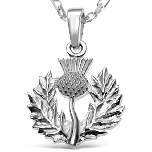 Sterling Silber Distel Anhänger – Schottische Halskette mit 45,7 cm Kette von Alexander Castle