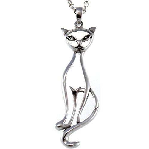 Sterling Silber Sitzend Katze Anhänger Halskette mit 45,7 cm Kette von Alexander Castle