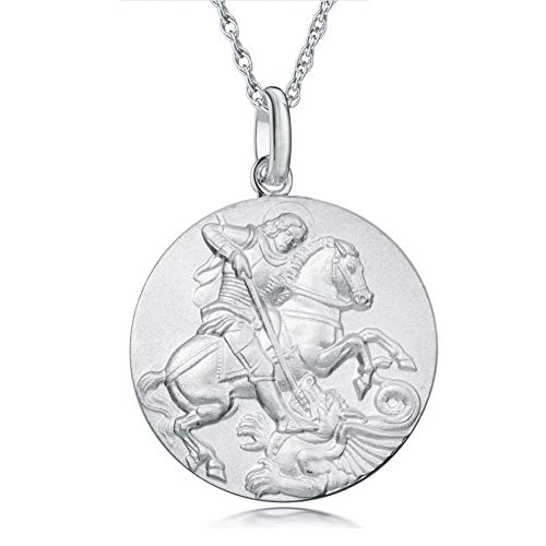 Alexander Castle Solide 925 Sterlingsilber Heiliger Georg und der Drache Reversibel Anhänger Halskette für Herren Damen Jungen Mädchen - mit 18" Silber Kette und Schmuck Geschenkbox von Alexander Castle