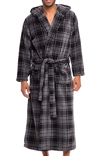 Alexander Del Rossa Herren Flanell Fleece Bademantel mit Kapuze groß und hoch - - 1X-2X von Alexander Del Rossa