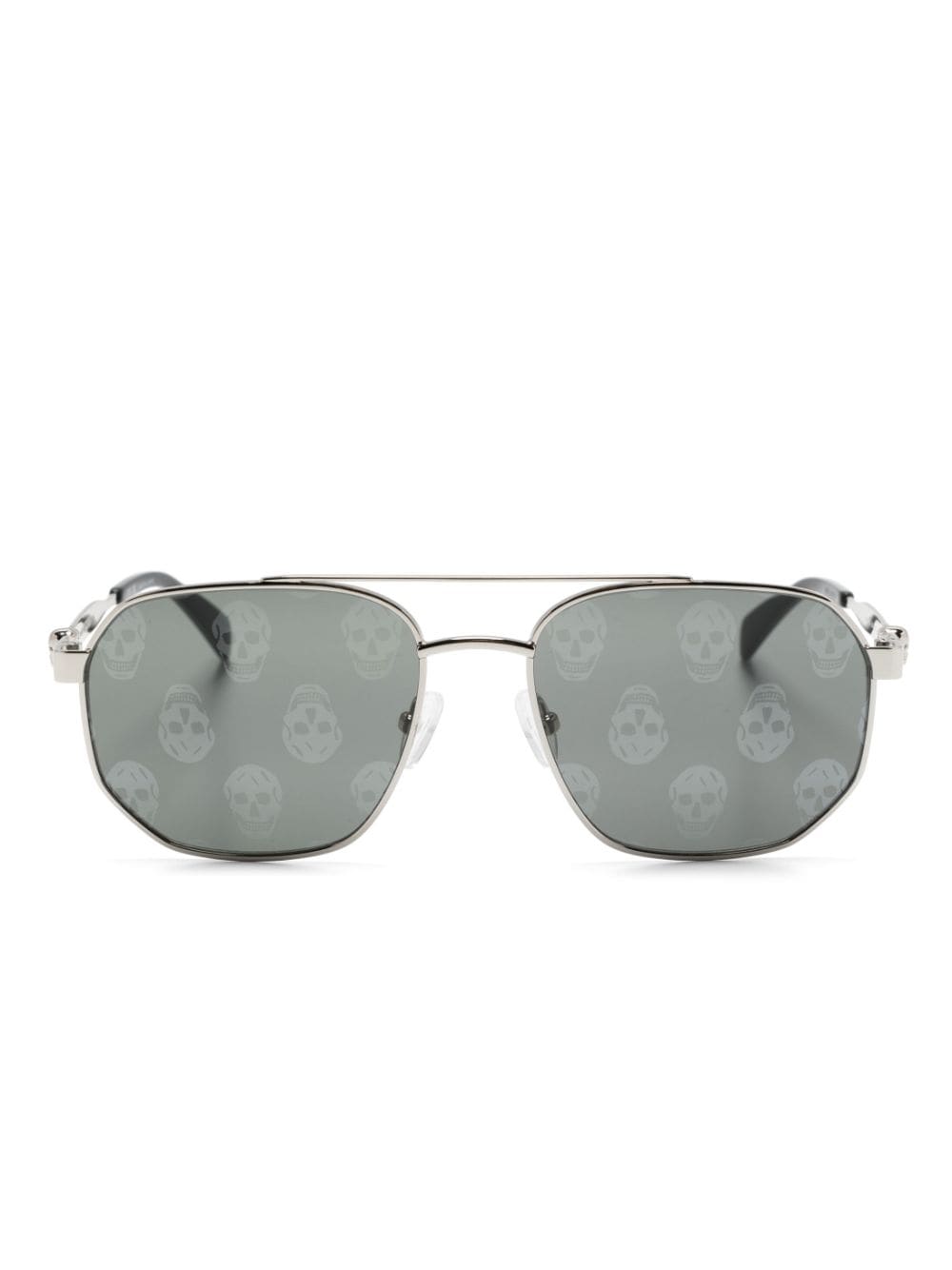 Alexander McQueen Eyewear Pilotenbrille mit Totenkopf-Print - Silber von Alexander McQueen Eyewear