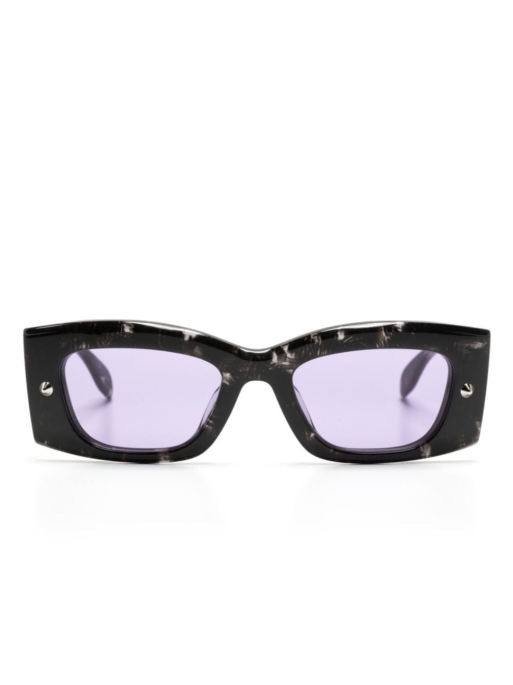 Alexander McQueen Eyewear Eckige Sonnenbrille mit spitzen Nieten - Schwarz von Alexander McQueen Eyewear