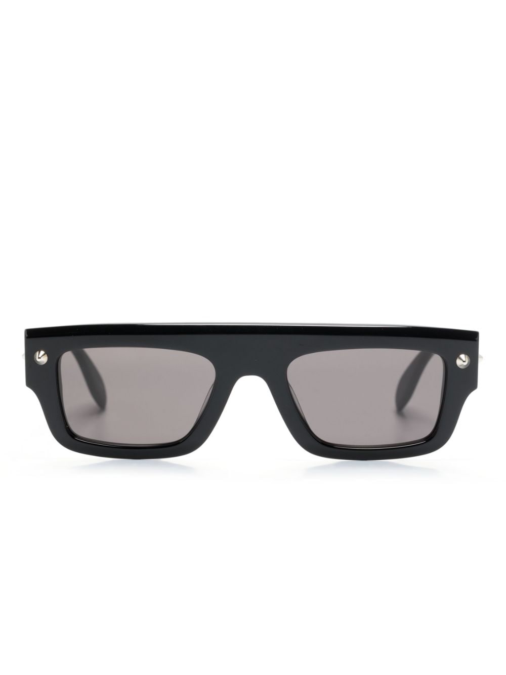 Alexander McQueen Eyewear Eckige Sonnenbrille mit Logo-Gravur - Schwarz von Alexander McQueen Eyewear