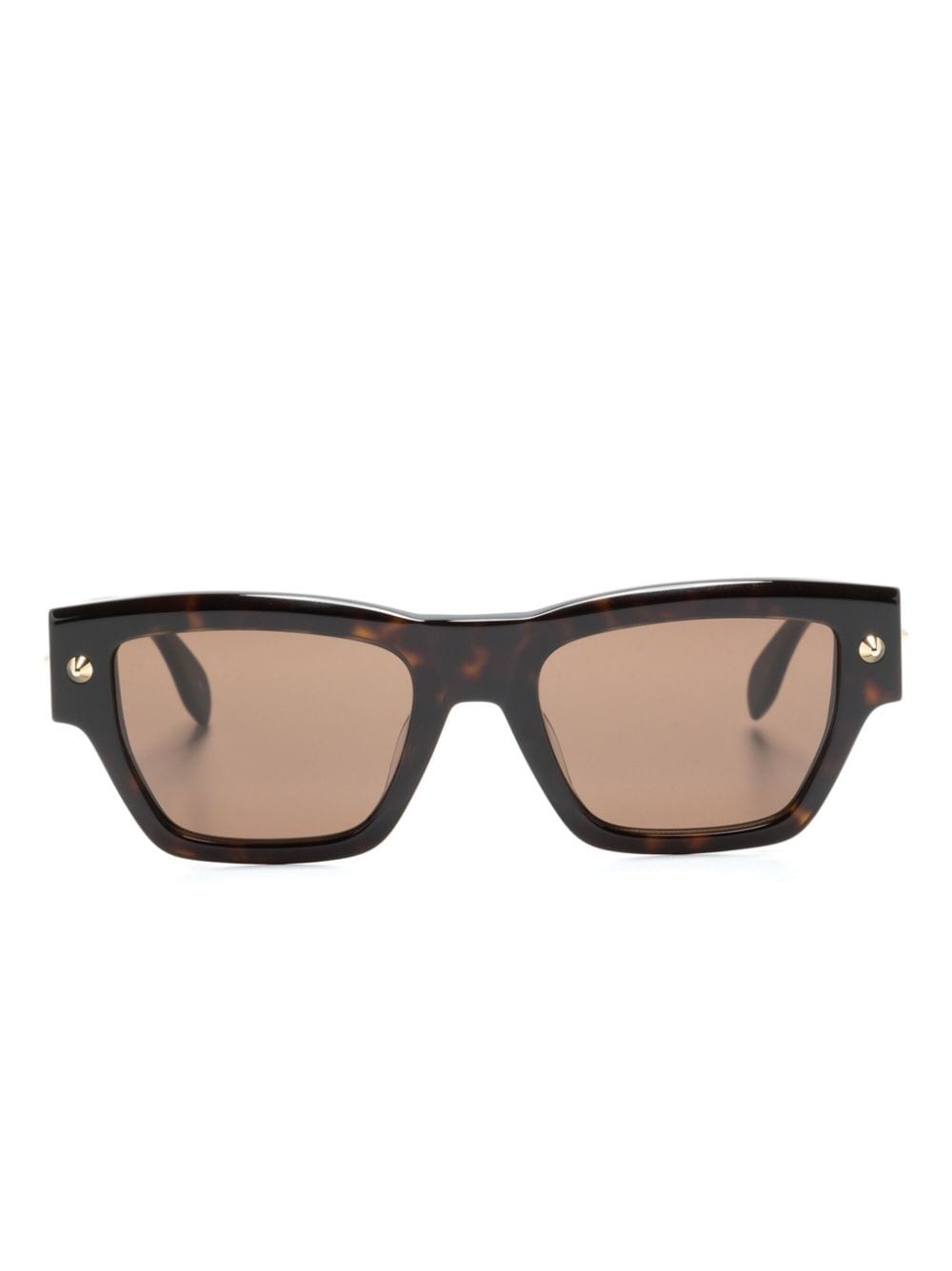 Alexander McQueen Eyewear Eckige Sonnenbrille mit Nieten - Braun von Alexander McQueen Eyewear