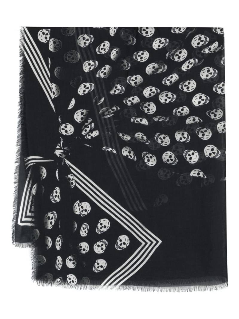Alexander McQueen Ausgefranster Schal mit Totenkopf-Print - Schwarz von Alexander McQueen