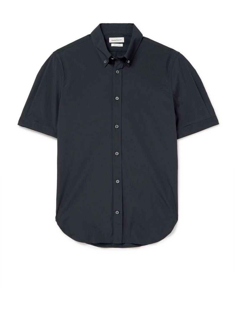 McQueen - Brad Pitt Button-Down Collar Cotton-Blend Poplin Shirt - Men - Black - UK/US 15 von McQueen