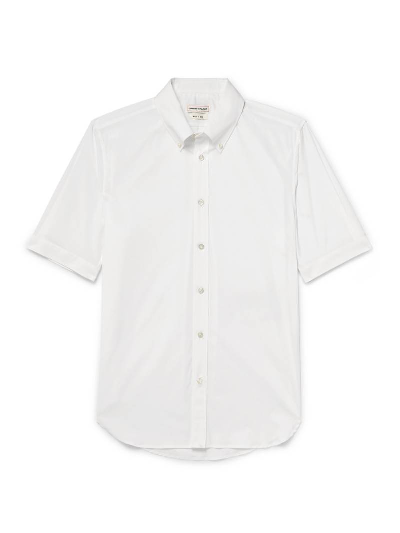 McQueen - Brad Pitt Button-Down Collar Cotton-Blend Poplin Shirt - Men - White - UK/US 17 von McQueen