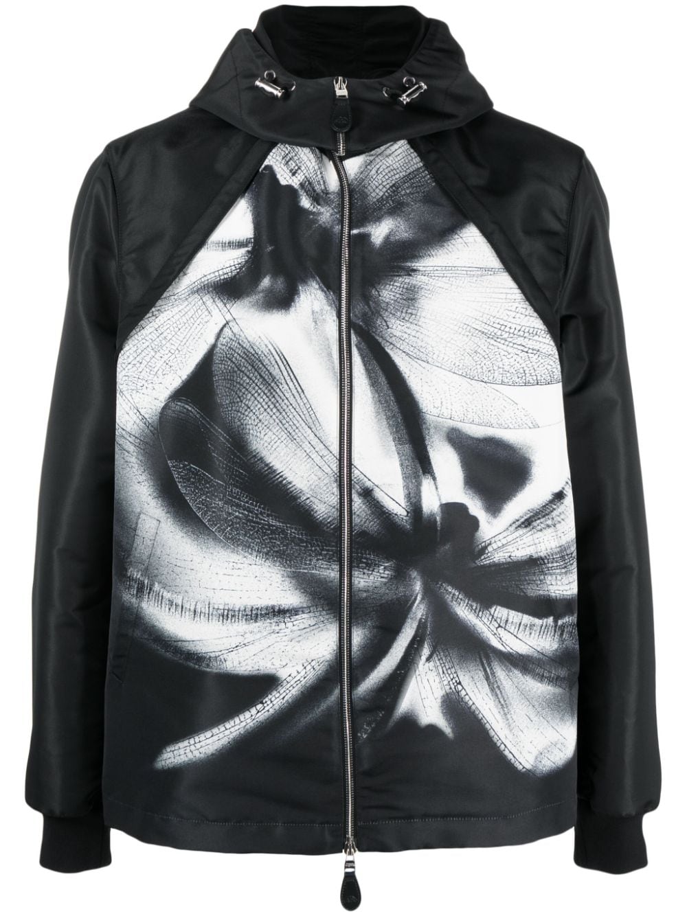 Alexander McQueen Dragonfly Shadow Bomberjacke mit Kapuze - Schwarz von Alexander McQueen