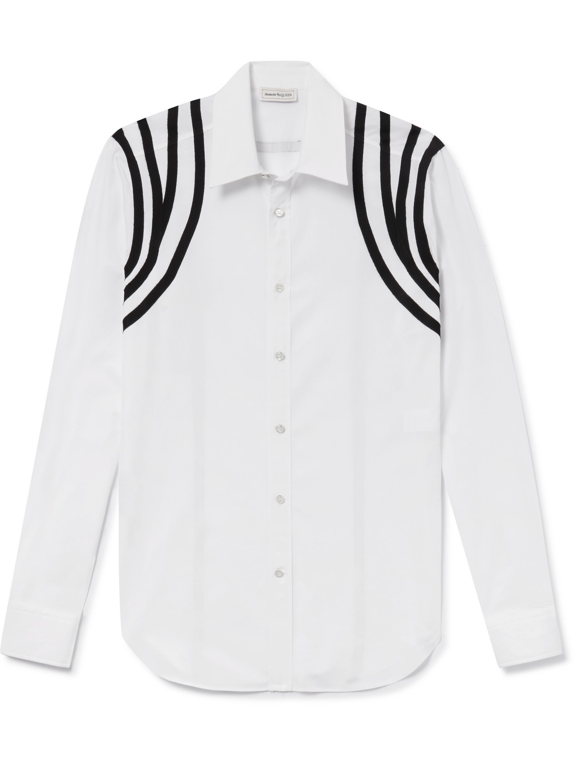 Alexander McQueen - Slim-Fit Grosgrain-Trimmed Cotton-Poplin Shirt - Men - White - UK/US 16 von Alexander McQueen