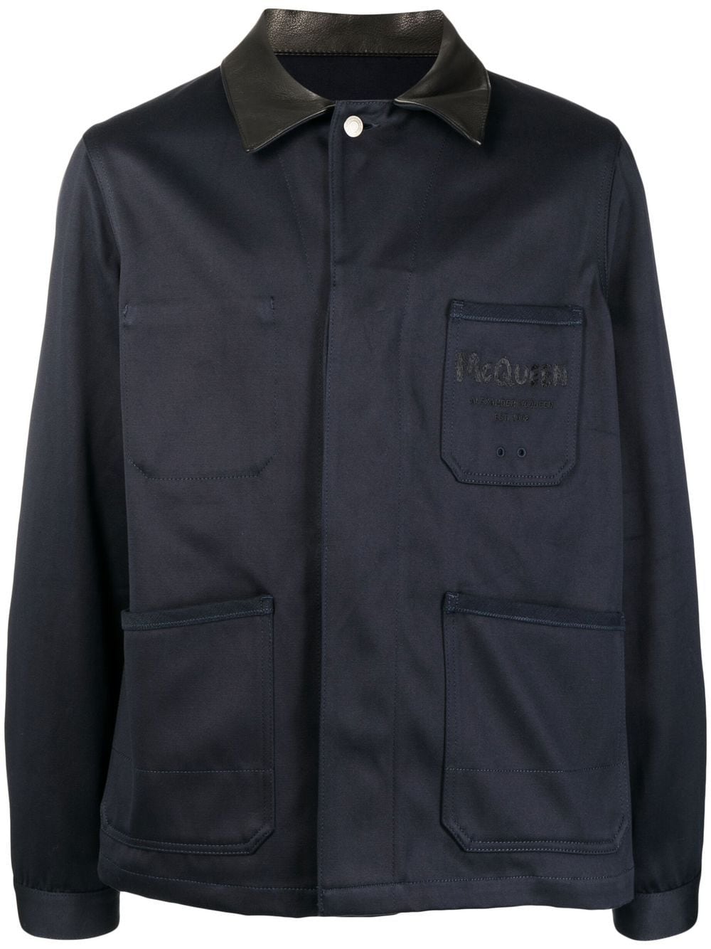 Alexander McQueen Hemdjacke mit Logo-Print - Blau von Alexander McQueen