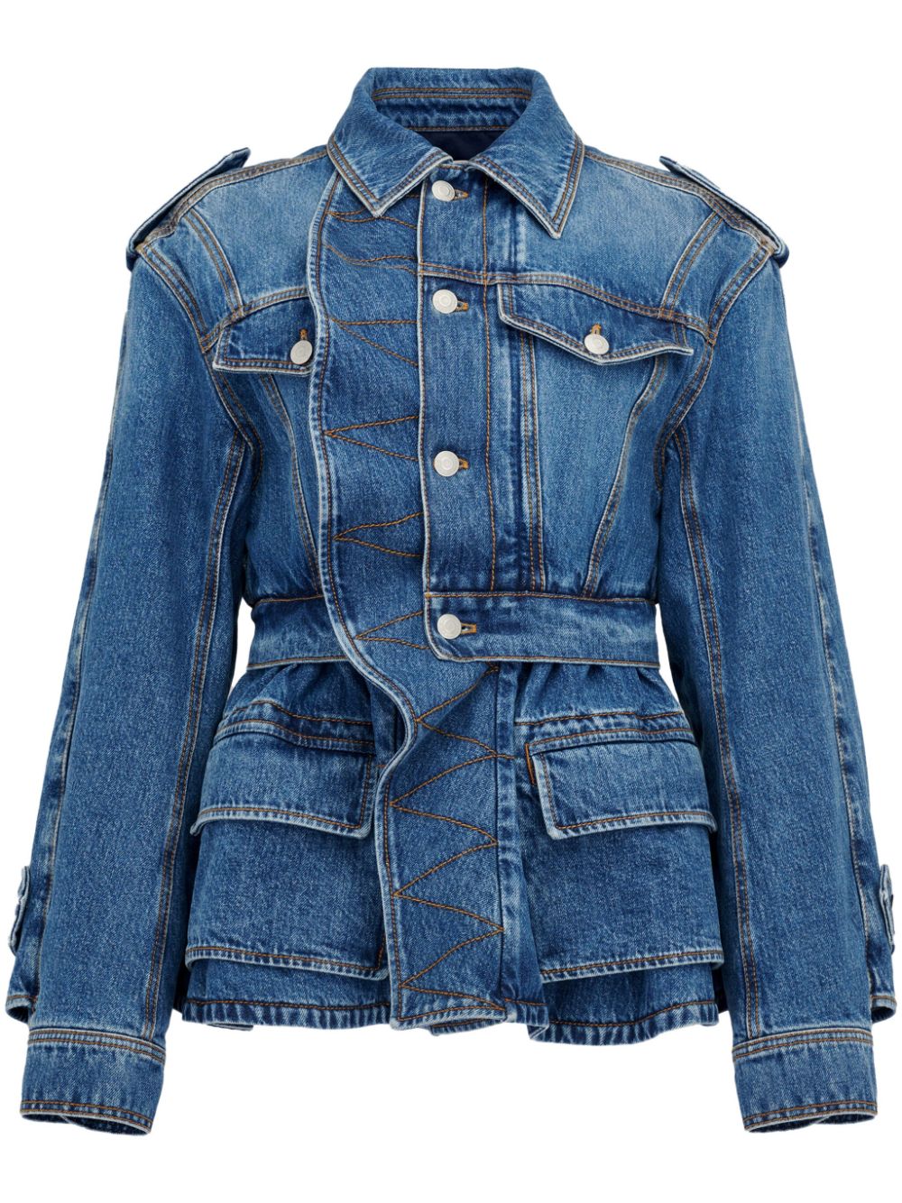 Alexander McQueen Jeansjacke mit Schößchen - Blau von Alexander McQueen