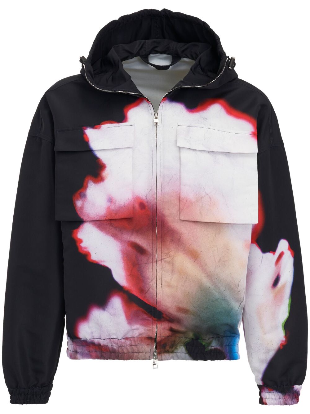 Alexander McQueen Kapuzenjacke mit Solarised Flower-Print - Schwarz von Alexander McQueen