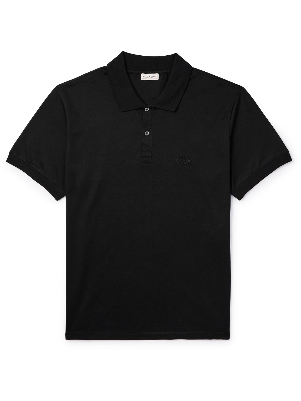 Alexander McQueen - Logo-Embroidered Cotton-Jersey Polo Shirt - Men - Black - S von Alexander McQueen