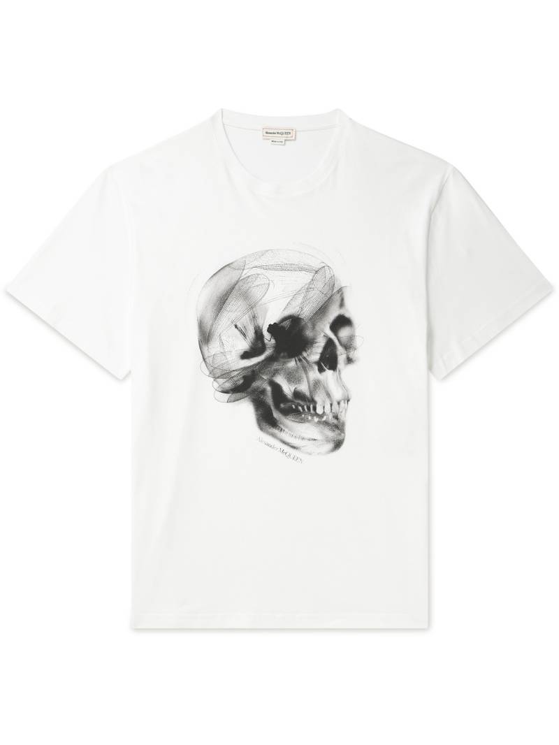 Alexander McQueen - Logo-Print Cotton-Jersey T-Shirt - Men - White - M von Alexander McQueen