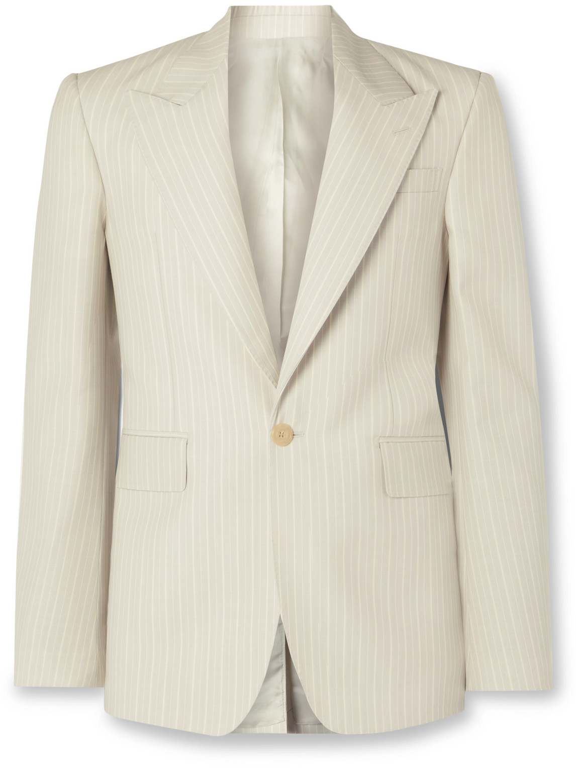 Alexander McQueen - Pinstriped Wool and Mohair-Blend Blazer - Men - Neutrals - IT 50 von Alexander McQueen