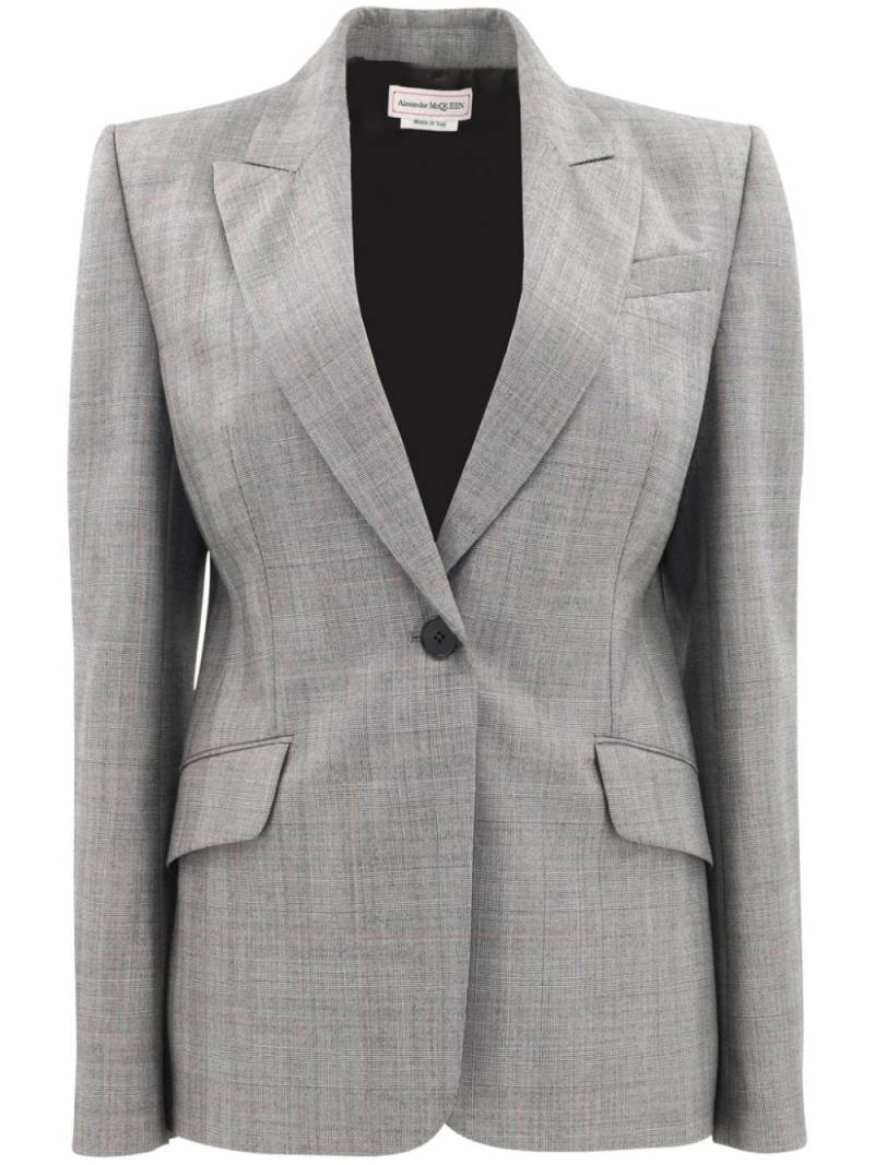 Alexander McQueen Einreihiger Blazer mit Prince of Wales-Karomuster - Grau von Alexander McQueen