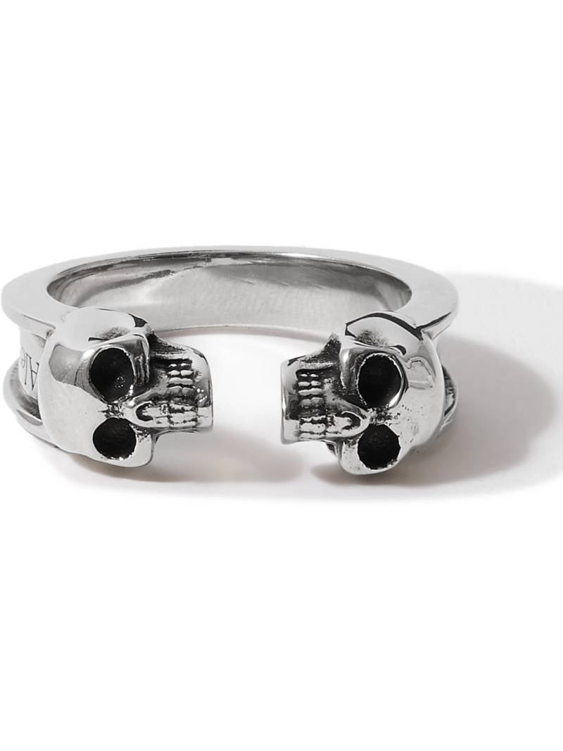 McQueen - Skull Burnished Silver-Tone Ring - Men - Silver - 21 von McQueen