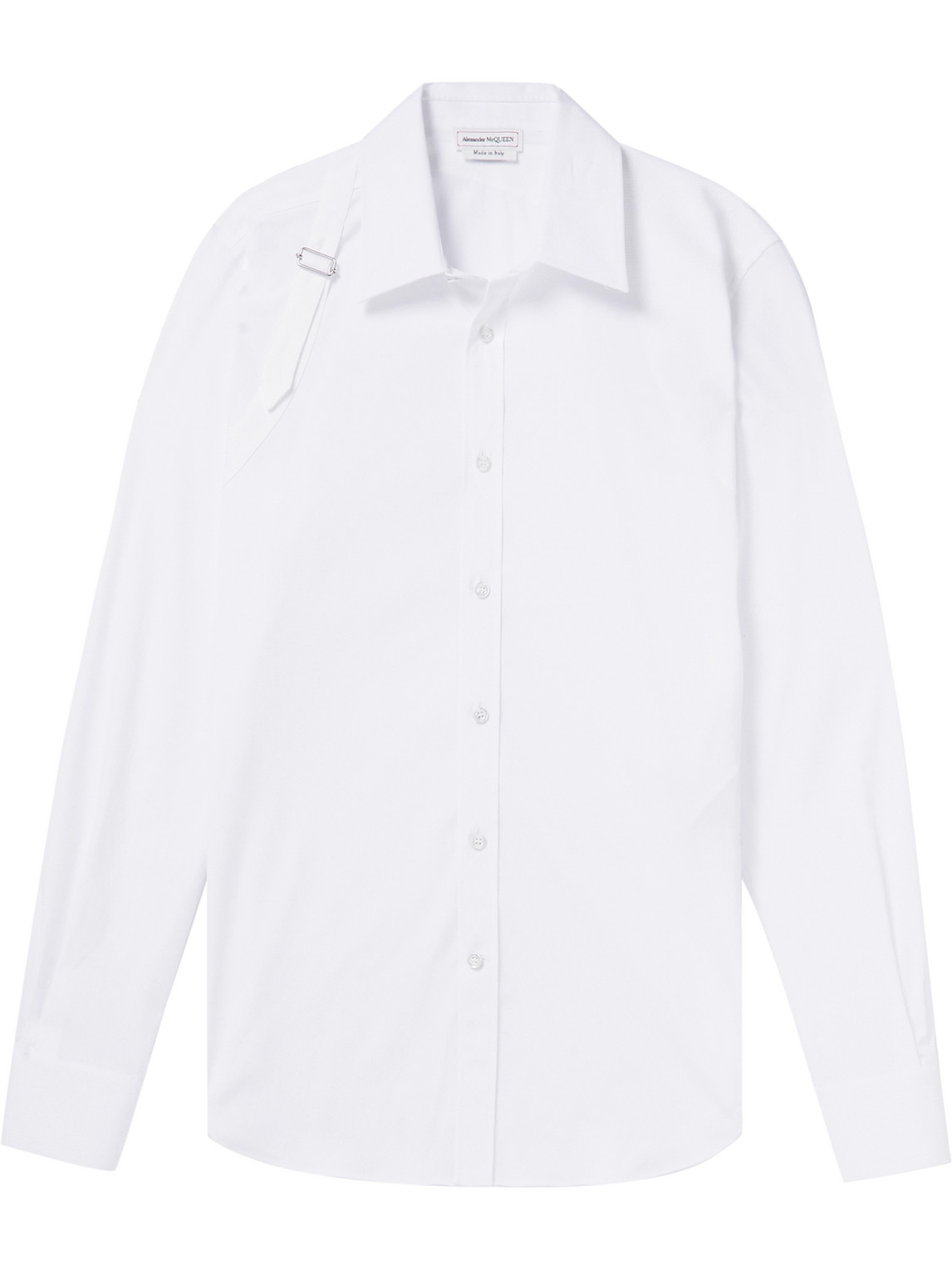 Alexander McQueen - Slim-Fit Harness-Detailed Stretch-Cotton Shirt - Men - White - UK/US 17.5 von Alexander McQueen